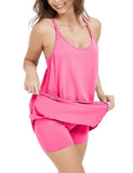 Unilexi Women's Althletic Dresses with Pockets Summer Sleeveless Workout Mini Dress with Shorts Tennis Dress