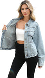 Unilexi Womens Basic Long Sleeve Denim Jackets Trendy Button Down Jean Jacket Casual Trucker Jackets With Pockets
