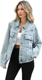 Unilexi Womens Basic Long Sleeve Denim Jackets Trendy Button Down Jean Jacket Casual Trucker Jackets With Pockets