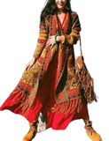 Unilexi Womens Casual Vintage Long Sleeve Tassels Knitted Cardigan Boho Aztec Style Open Front Sweater Coat