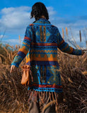 Unilexi Womens Casual Vintage Long Sleeve Tassels Knitted Cardigan Boho Aztec Style Open Front Sweater Coat