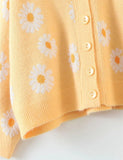 Unilexi Women's Floral Print Sweater V Neck Button Down Knitted Cardigan Long Sleeve Daisy Outerwear Coat
