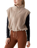 Unilexi Womens Full Zip Fleece Vest Stand Collar Sherpa Crop Sleeveless Coat Zipper Fitness Vest
