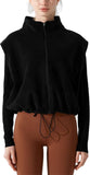 Unilexi Womens Full Zip Fleece Vest Stand Collar Sherpa Crop Sleeveless Coat Zipper Fitness Vest