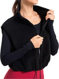 Unilexi Womens Full Zip Fleece Vest Stand Collar Sherpa Crop Sleeveless Coat Zipper Fitness Vest