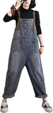 Unilexi Women’s Loose Baggy Adjustable Straps Wide Leg Jean Overalls Bib Pants Casual Cropped Denim Jumpsuit