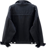 Unilexi Women's Solid Color Denim Jacket Long Sleeve Jean Jacket Casual Coat with Pockets