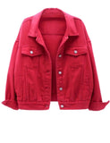 Unilexi Women's Solid Color Denim Jacket Long Sleeve Jean Jacket Casual Coat with Pockets