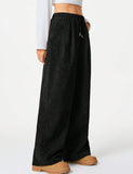 Unilexi Womens Wide-Leg Corduroy Pants with Drawstring Elastic Waist Casual Palazzo Pants Loose Fit