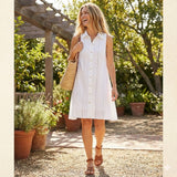 Calvin Klein Womens Shirt Cotton Eyelet Button Front Trapeze Dress, size 12