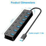 USB 3.0 HUB 7 Ports High Speed 5Gbps USB Splitter