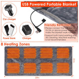 USB Heated Blanket Poncho Shawl Wrap Throw with Zipper Washable