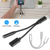USB Type-C to 3.5mm Aux Audio Charging Adapter Braided Headphone Jack Splitter Cable