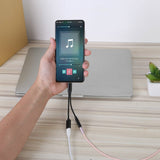 USB Type-C to 3.5mm Aux Audio Charging Adapter Braided Headphone Jack Splitter Cable