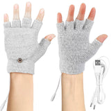 USB Wool Heated Half Fingerless Gloves