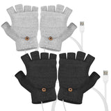 USB Wool Heated Half Fingerless Gloves