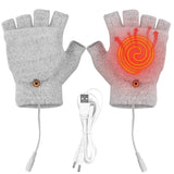 USB Wool Heated Half Fingerless Gloves