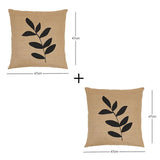 Ocean Home Jute Throw Pillow Cover Set - 2 Leaf Pattern 50x50cm - Natural Fiber, Boho, Rustic Decorative Cushion Covers