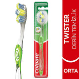 Colgate Twister Manual Toothbrush - Medium Bristles, Deep Cleaning & Tongue Scraper for Superior Oral Hygiene