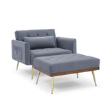 Velvet Recliner Sofa Chair with Adjustable Backrest and 2 Side Pocket