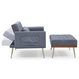 Velvet Recliner Sofa Chair with Adjustable Backrest and 2 Side Pocket