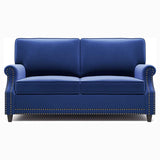 Velvet Roll Up Arm Chair Loveseat with Nail Head