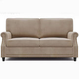 Velvet Roll Up Arm Chair Loveseat with Nail Head