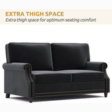 Velvet Roll Up Arm Chair Loveseat with Nail Head