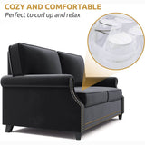 Velvet Roll Up Arm Chair Loveseat with Nail Head