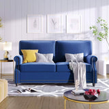 Velvet Roll Up Arm Chair Loveseat with Nail Head