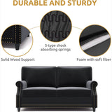 Velvet Roll Up Arm Chair Loveseat with Nail Head