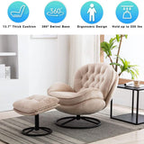 Velvet Swivel Accent Chair with Ottoman Set