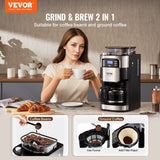 VEVOR 12-Cup Coffee Maker Drip Coffee Machine with 24-Hour Timer for Auto Brew