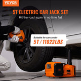 VEVOR Electric Car Jack, 5 Ton/11023 LBS Hydraulic Jack with Electric Impact Wrench, Portable Car Lift with Built-in Inflatable Pump, and LED Light for SUV MPV Sedan Truck Change Tires Garage Repair