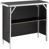 VEVOR Folding Portable Bar Table, Tradeshow Podium Table for Indoor, Outdoor, Party, Picnic, Exhibition, Includes Carrying Case, Storage Shelf and Black Skirt, 38.39" x 15.16" x 34.25"