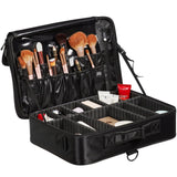VEVOR Makeup Train Case Large Storage 3 Tiers, Convenient Carry With Handle, Strap, Professional Waterproof Oxford Makeup Storage Organizer Box, Heavy Duty Make Up Carrier, Black