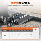 VEVOR Portable Wheelchair Ramp, 3 ft 800 lbs Capacity, Non-Slip Aluminum Folding Threshold Ramp, Foldable Mobility Scooter Ramp Wheel Chair Ramp, Handicap Ramp for Home Steps, Stairs, Doorways, Curbs