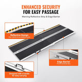 VEVOR Portable Wheelchair Ramp, 8 ft 800 lbs Capacity, Non-Slip Aluminum Folding Threshold Ramp, Foldable Mobility Scooter Ramp Wheel Chair Ramp, Handicap Ramp for Home Steps, Stairs, Doorways, Curbs