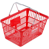 VEVOR Shopping Basket, Set of 12, 21L Durable Plastic Grocery Basket with Metal Handle and Stand, 16.73 x 12.01 x 8.58 inch Portable Shop Basket Used for Retail Store Supermarket Grocery Shopping, Red