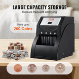 VEVOR USD Coin Sorter, Coin Sorter Machine for USD Coin 1¢ 5¢ 10¢ 25¢, Sorts up to 230 Coins/min, Coin Sorter and Wrapper Machine Holds 200 Coins Included 4 Coin Tubes, Black