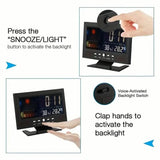 Vibrant Digital Weather Alarm Clock with Voice Control