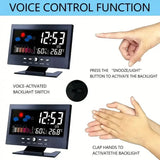 Vibrant Digital Weather Alarm Clock with Voice Control