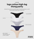 Victoria's Secret PINK Women's Cotton Logo Thong Underwear, Panties for Women, Multi Pack (XS-XXL)