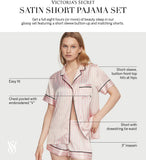 Victoria's Secret Satin Pajama Set, Short Sleeve Button Down Shirt & Shorts, Sleepwear for Women (XS-XXL)