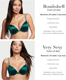 Victoria's Secret Very Sexy Logo Shine Strap Push-Up Bra, Adds One Cup Size, Padded, Plunge Neckline, Bras for Women, Black Shine, 32C