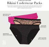 Victoria's Secret Women's Cotton Bikini Underwear, Moderate Coverage Panties for Women, Multi Pack (XS-XXL)