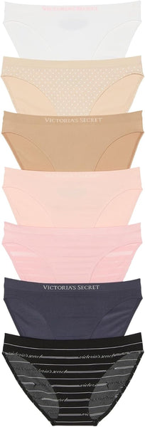 Victoria's Secret Women's Seamless Bikini Underwear, Moderate Coverage Panties for Women, Multi Pack (XS-XXL)