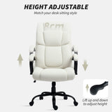 Vinsetto High Back Office Desk Chair, 485lbs Heavy Duty Desk Chair with Swivel Wheels, Cream White