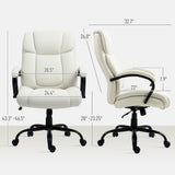 Vinsetto High Back Office Desk Chair, 485lbs Heavy Duty Desk Chair with Swivel Wheels, Cream White