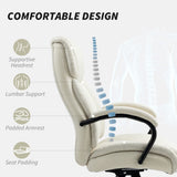 Vinsetto High Back Office Desk Chair, 485lbs Heavy Duty Desk Chair with Swivel Wheels, Cream White